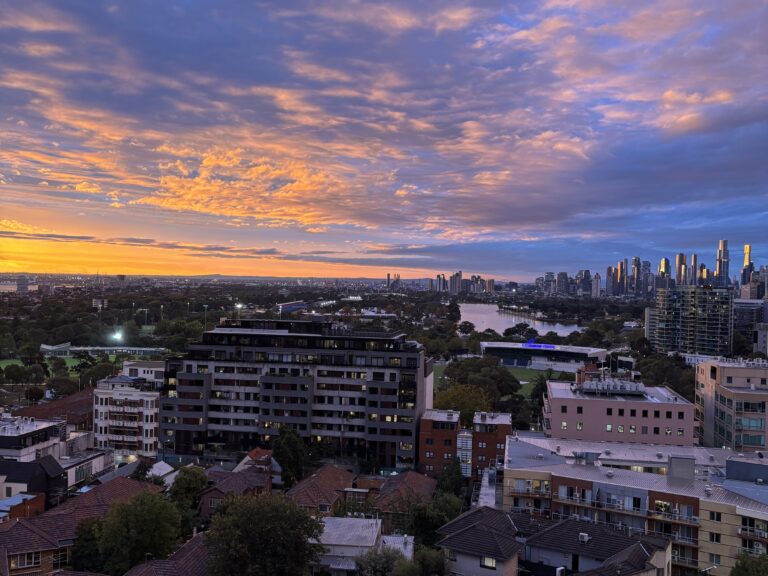 sunset city skyline